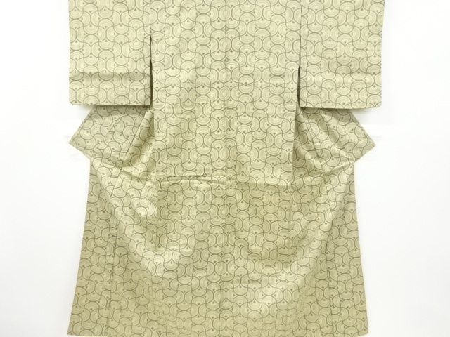 アンティーク　抽象模様織り出し手織り紬着物